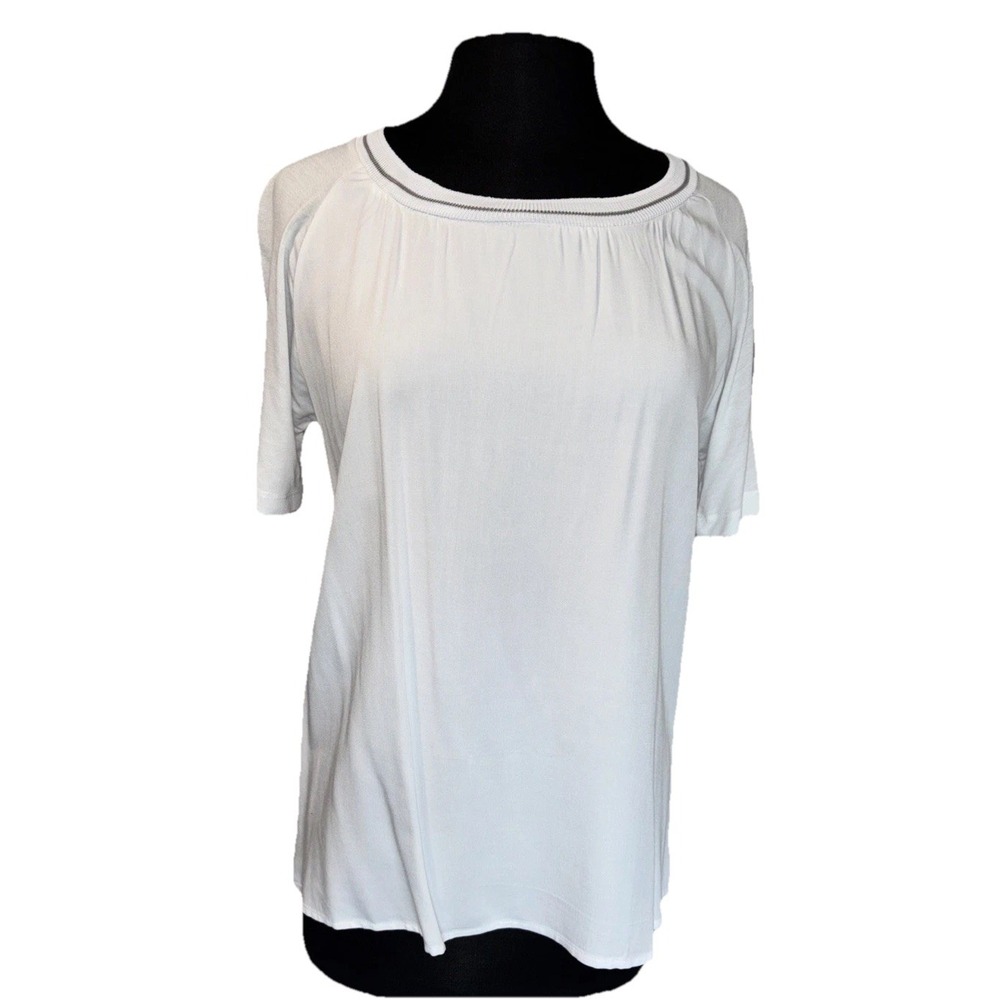 NEW Yest Tunic Crew Neck Tee Women's Size 6 White‎ Stretch Short Sleeve Layering